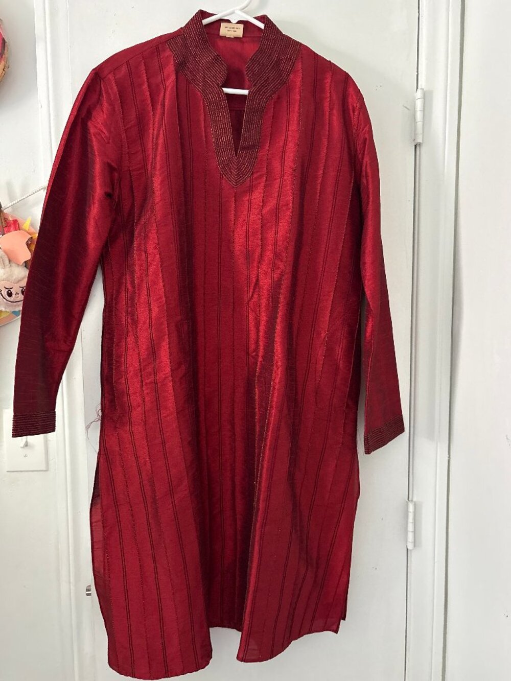 Red Embroidered Indian Kurta
